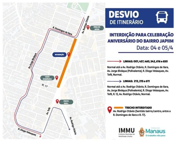 Japiim: Prefeitura de Manaus alerta sobre mudanças no trânsito e transporte público neste fim de semana