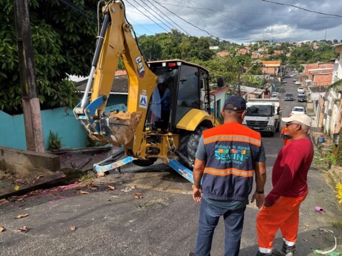 Prefeitura de Manaus recupera rede de drenagem e reforça infraestrutura na rua Condor, bairro Cidade de Deus
