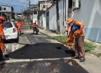 Prefeitura de Manaus revitaliza travessa S5 no Japiim com nova camada asfáltica